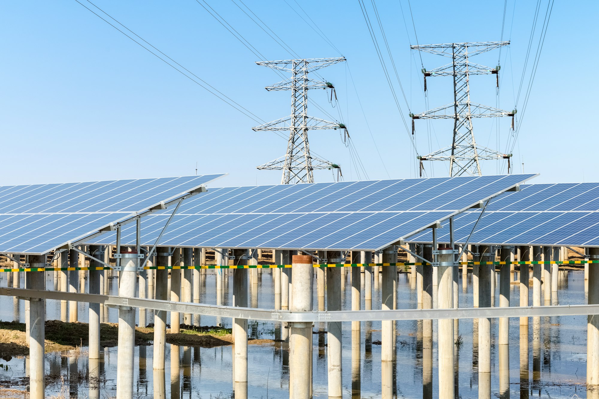 solar power plant under the sunny sky